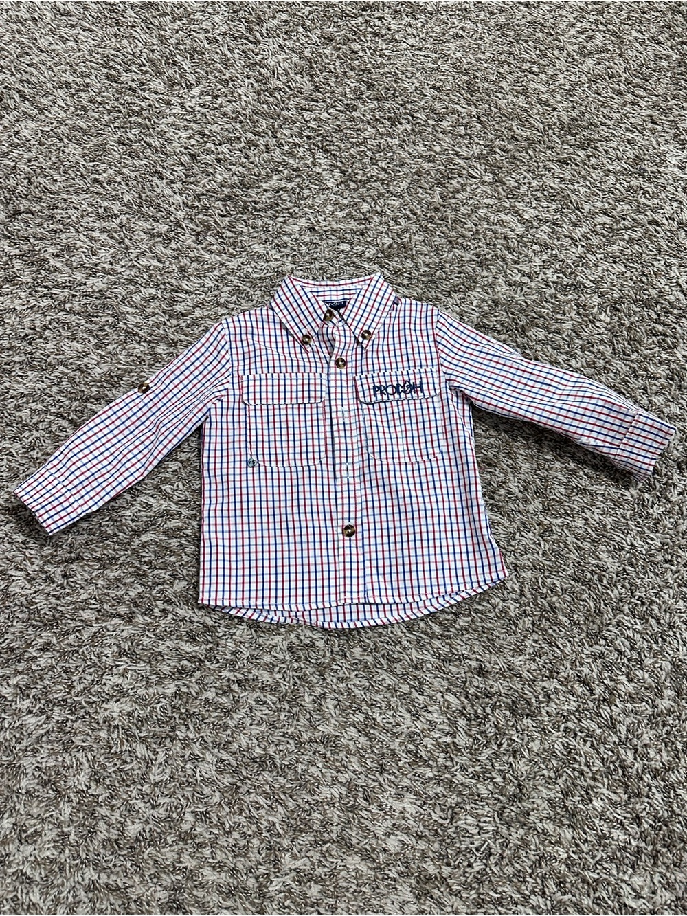 Prodoh toddler Boys Red & Blue Plaid Button-Down Shirt with Chest Pocket